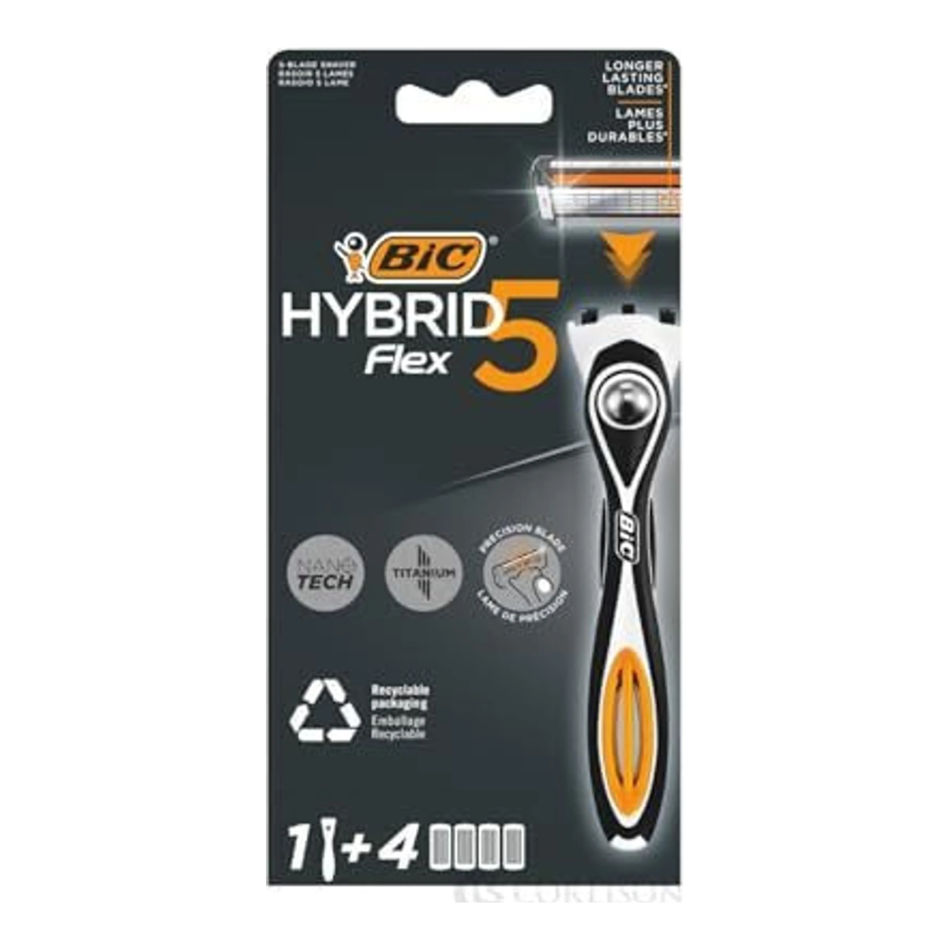 Ξυραφάκια BIC Hybrid 5 Ξυραφάκι με Ανταλλακτική Κεφαλή 5 Λεπίδων with Aloe Vera & Vitamin E, with Precision Trimmer