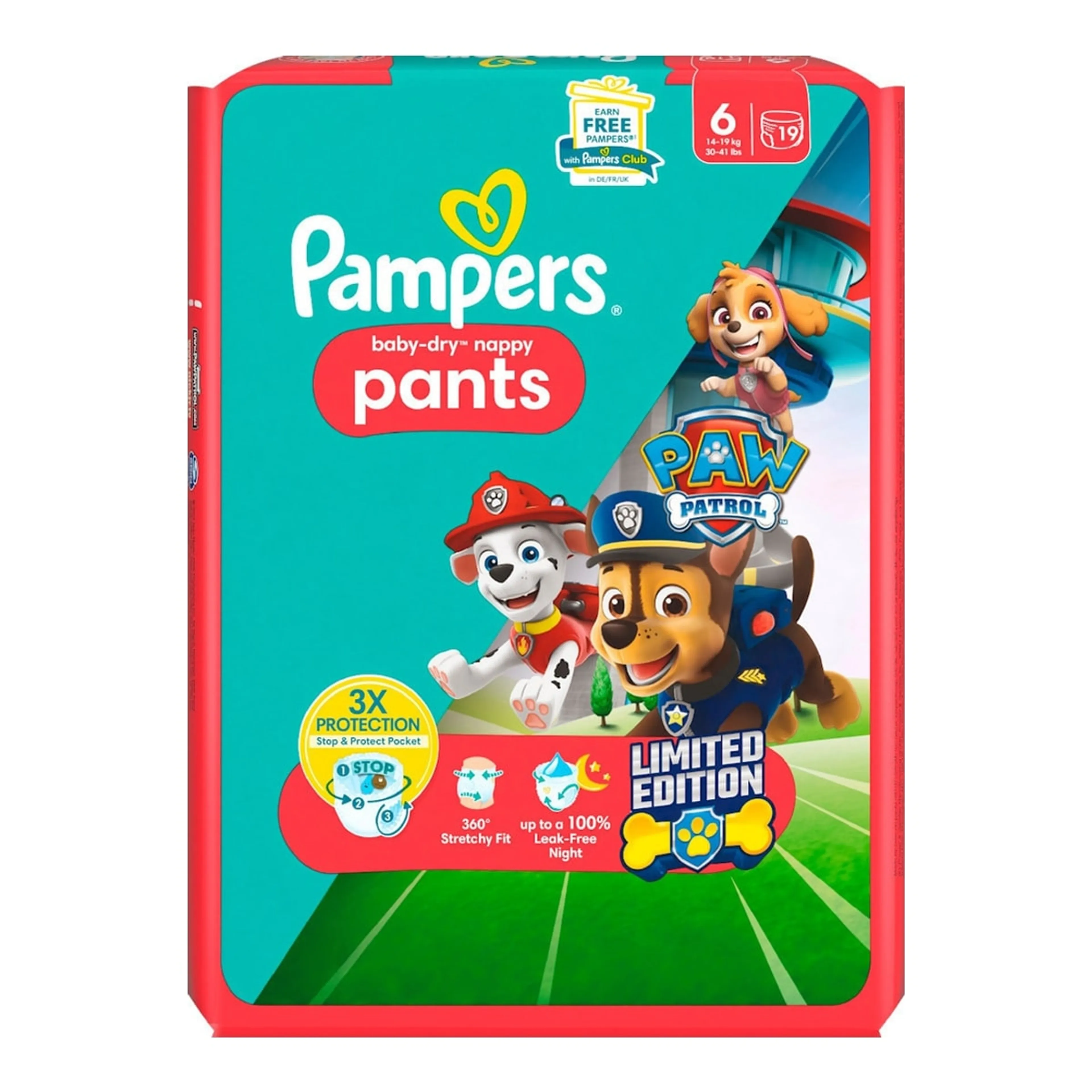 Πάνες Pampers Βρακάκι Baby Dry Paw Patrol No. 6 για 14-19kg