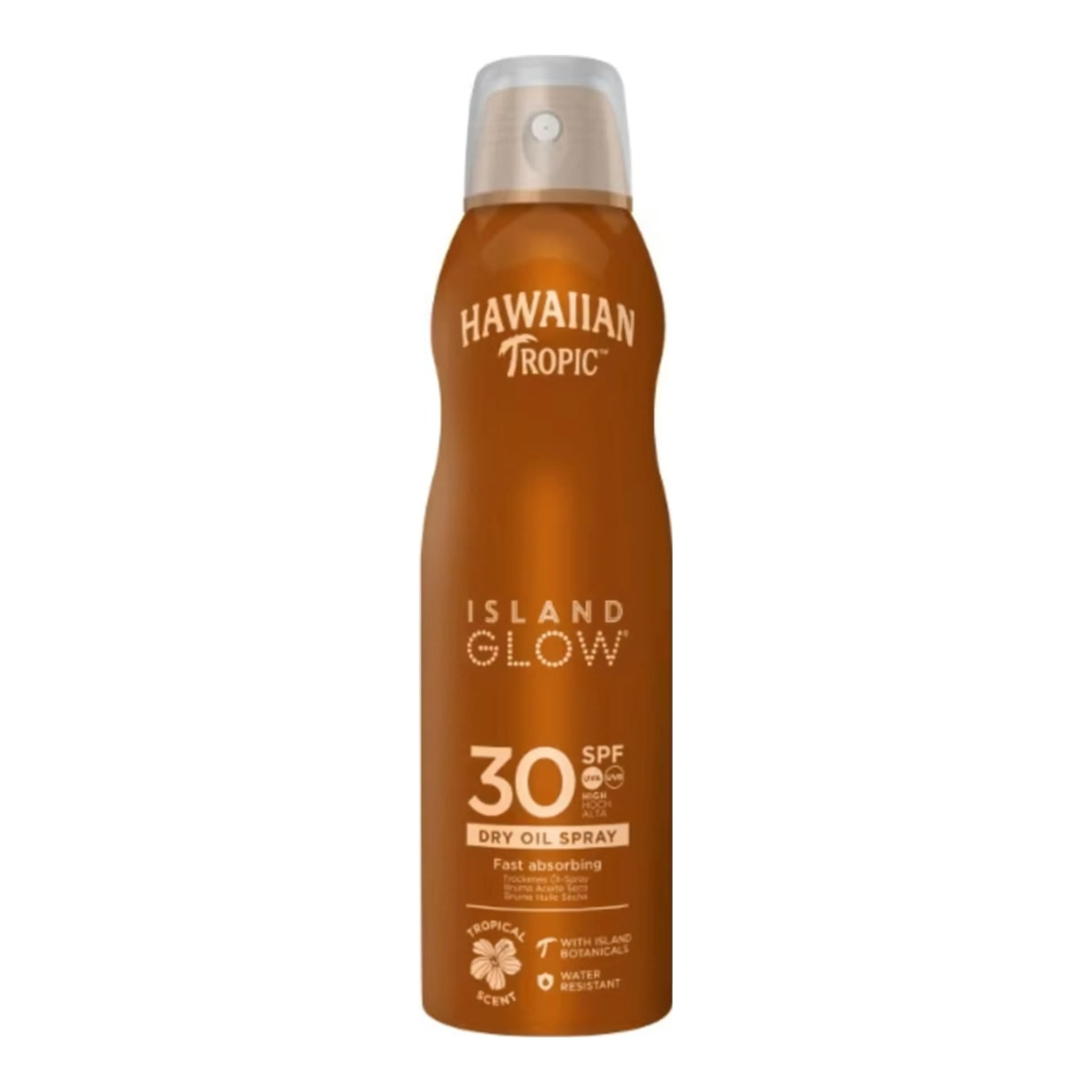 Hawaiian Tropic Island Glow Protective Αδιάβροχο Αντηλιακό Λάδι Προσώπου και Σώματος SPF30 σε Spray