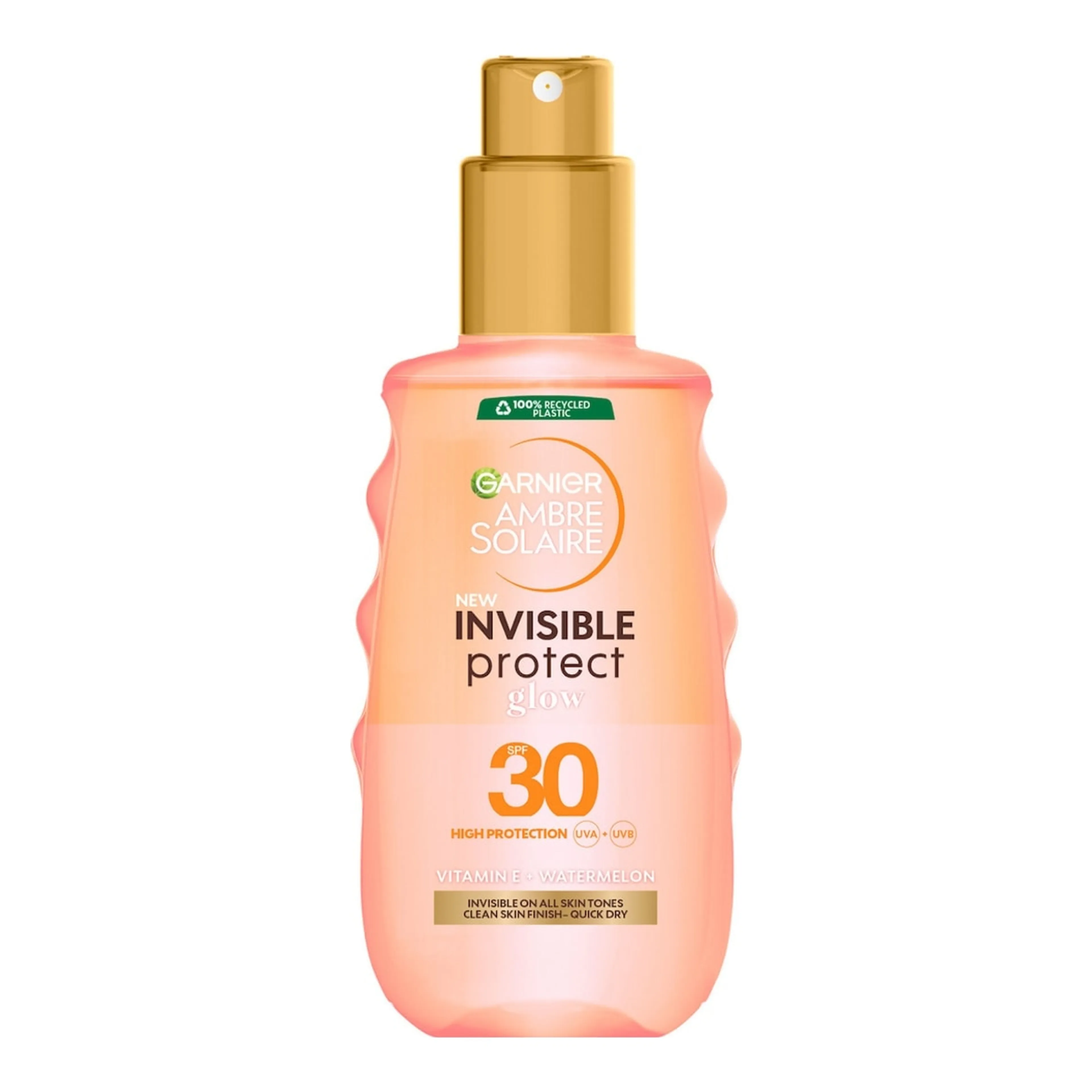 Garnier Ambre Solaire Invisible Protect Glow Transparent Αδιάβροχη Αντηλιακή Λοσιόν για το Σώμα SPF30 σε Spray