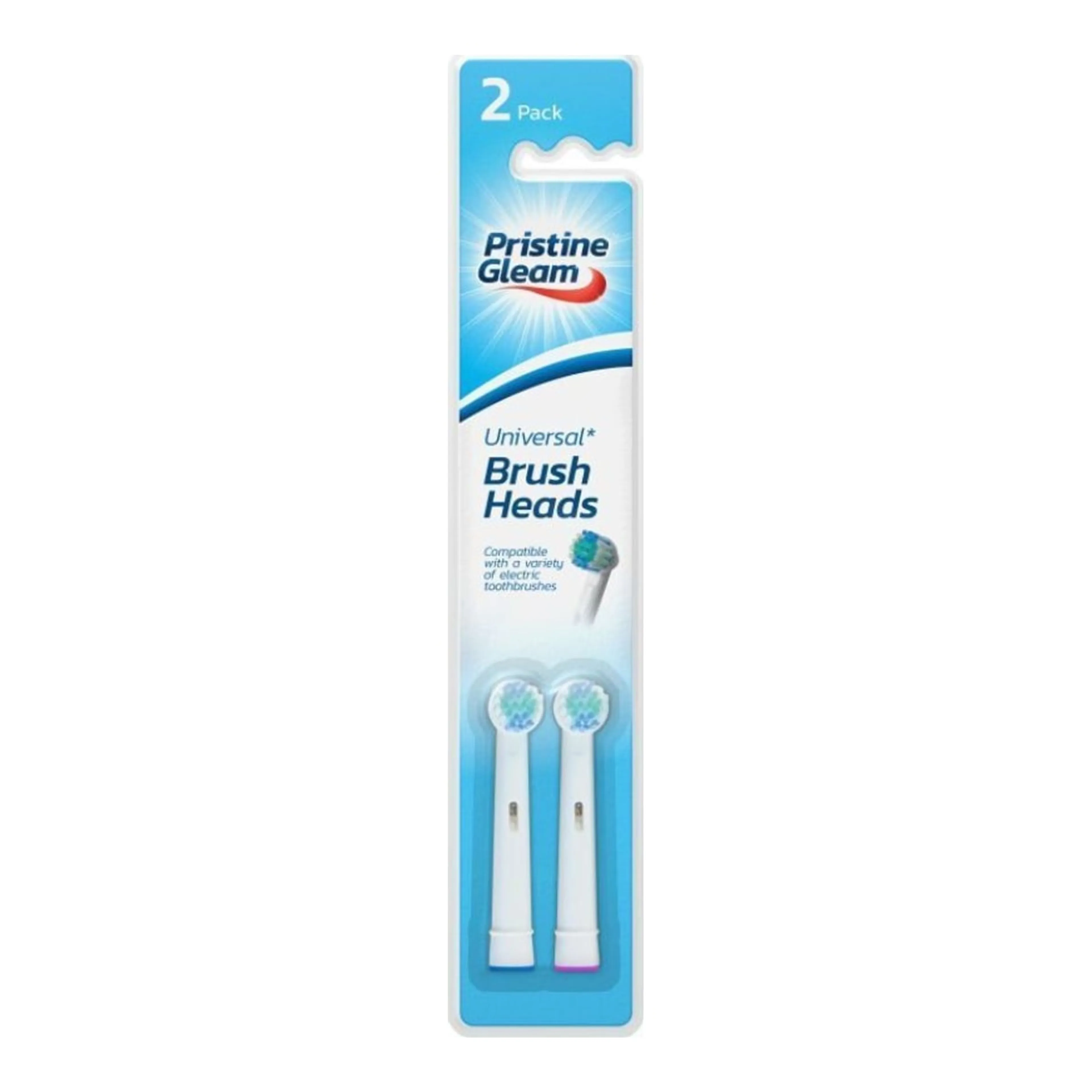 Pack of 2 Pristine Gleam Universal Power Toothbrush Κεφαλές (πλήρως συμβατές με oral-b ηλ. οδοντ/τσες))