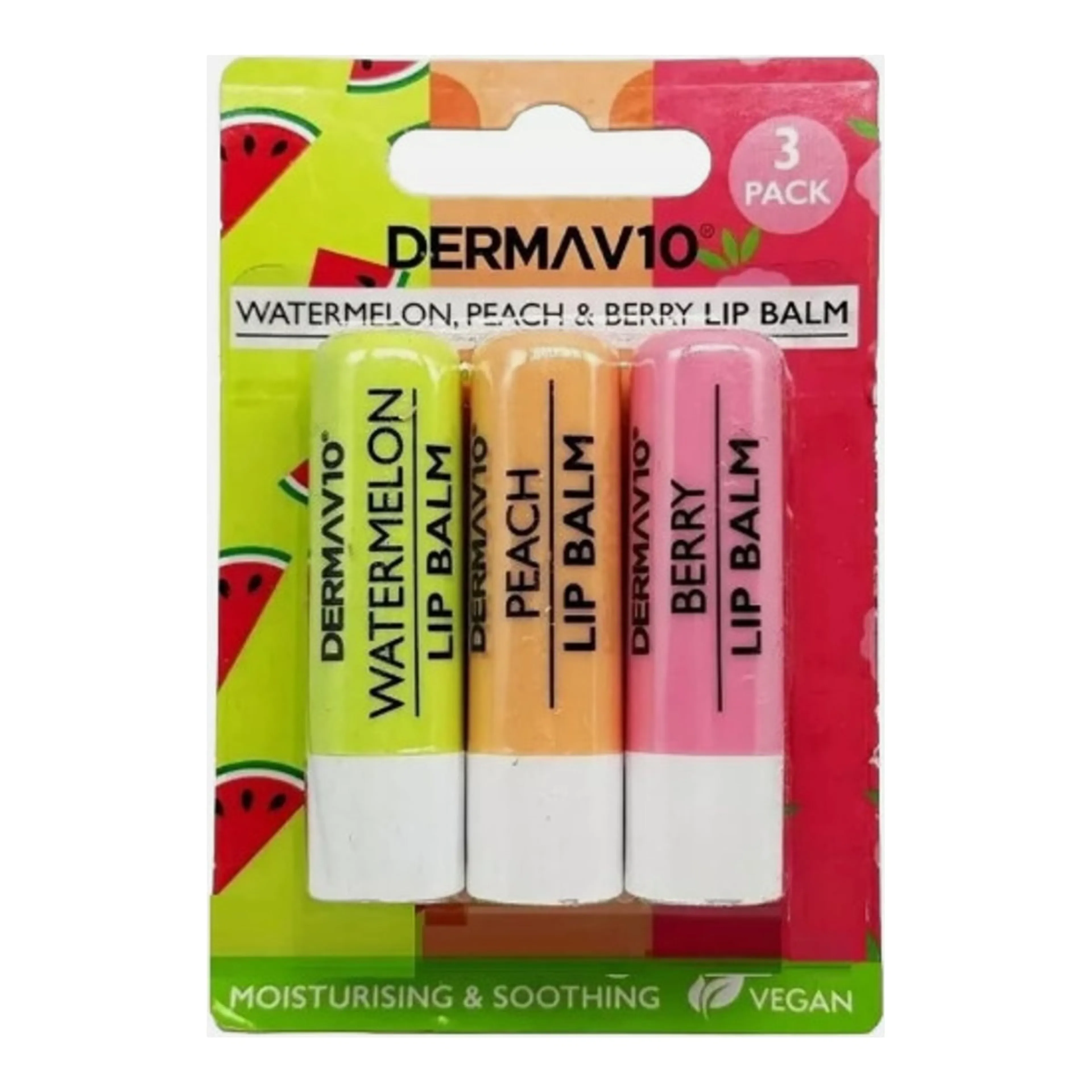 DERMA V10 LIP BALM SUMMER 3PACK NEW