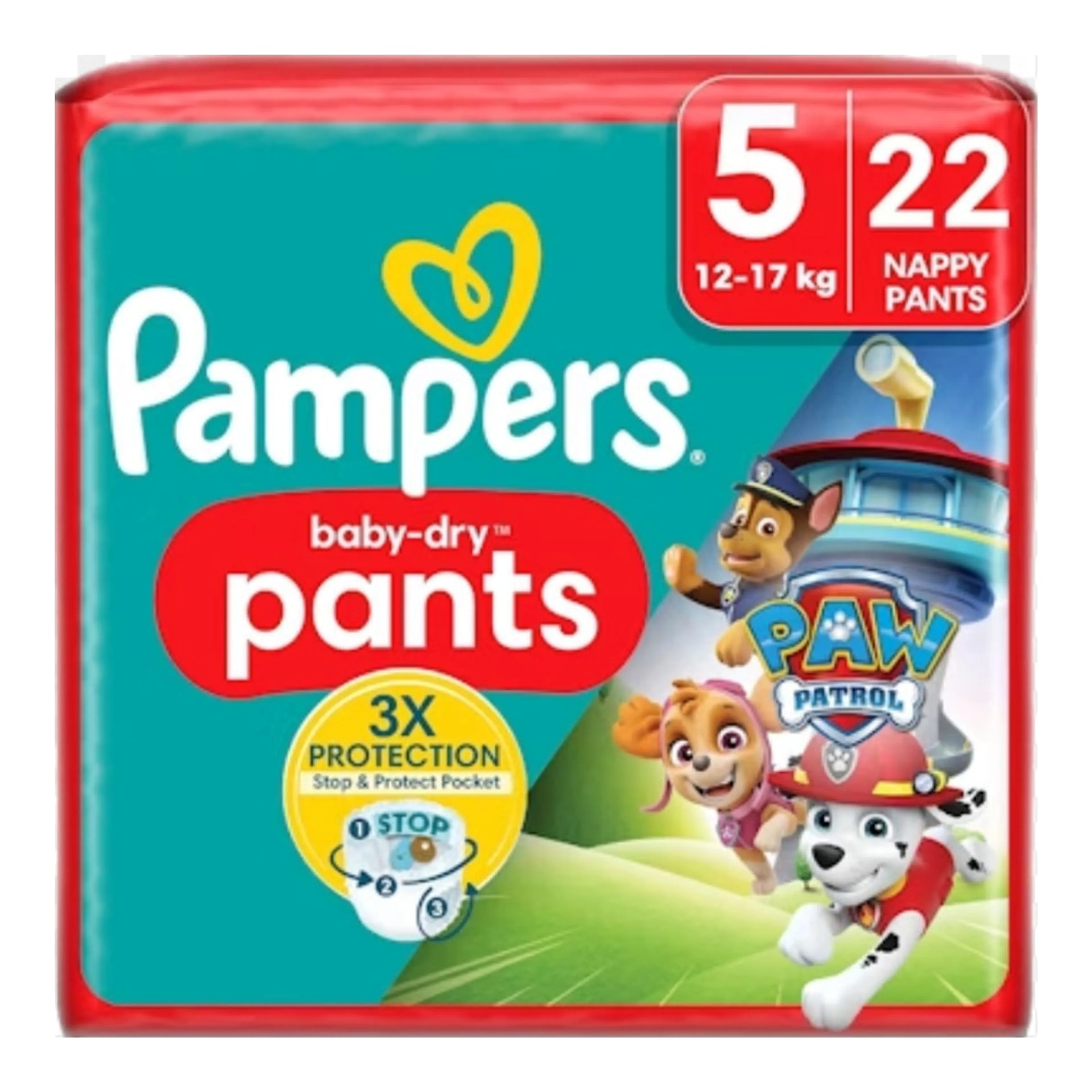 Πάνες Pampers Βρακάκι Baby Dry Paw Patrol No. 5 για 12-17kg