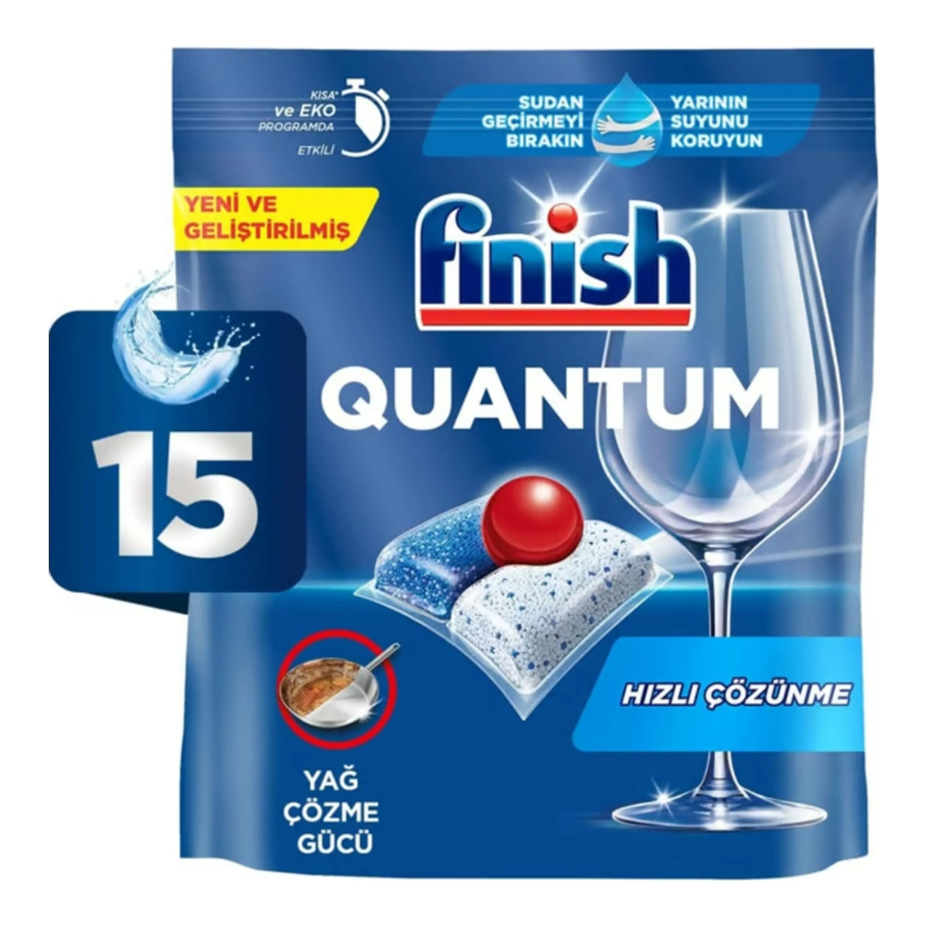 Απορρυπαντικό Πλυντηρίου Πιάτων Finish Powerball Quantum All In One 15 Κάψουλες
