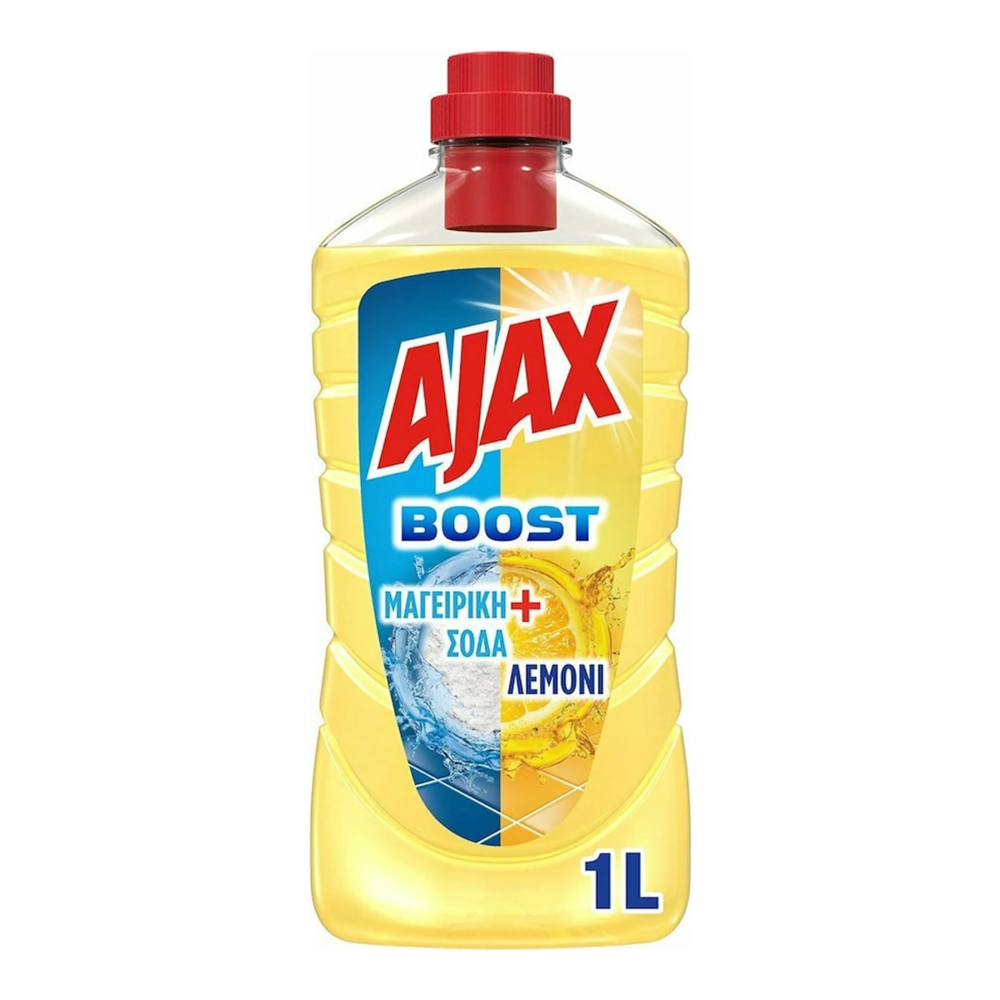 Καθαριστικό Επιφανειών Ajax Boost Υγρό Πατώματος Λεμόνι & Μαγειρική Σόδα