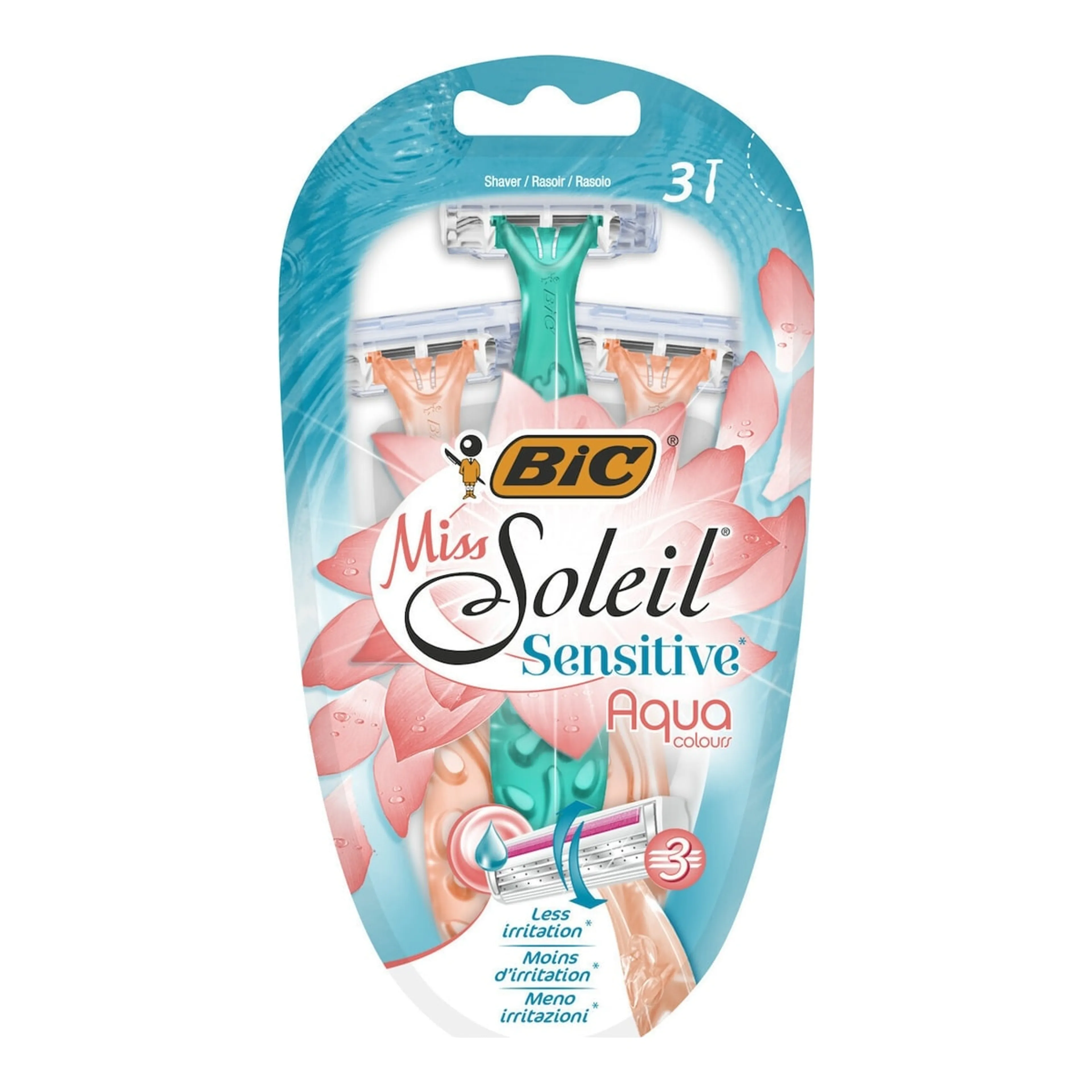 Ξυραφάκια BIC Miss Soleil Aqua Σώματος μιας Χρήσης με 3 Λεπίδες & Λιπαντική Ταινία για Ευαίσθητες Επιδερμίδες 980100