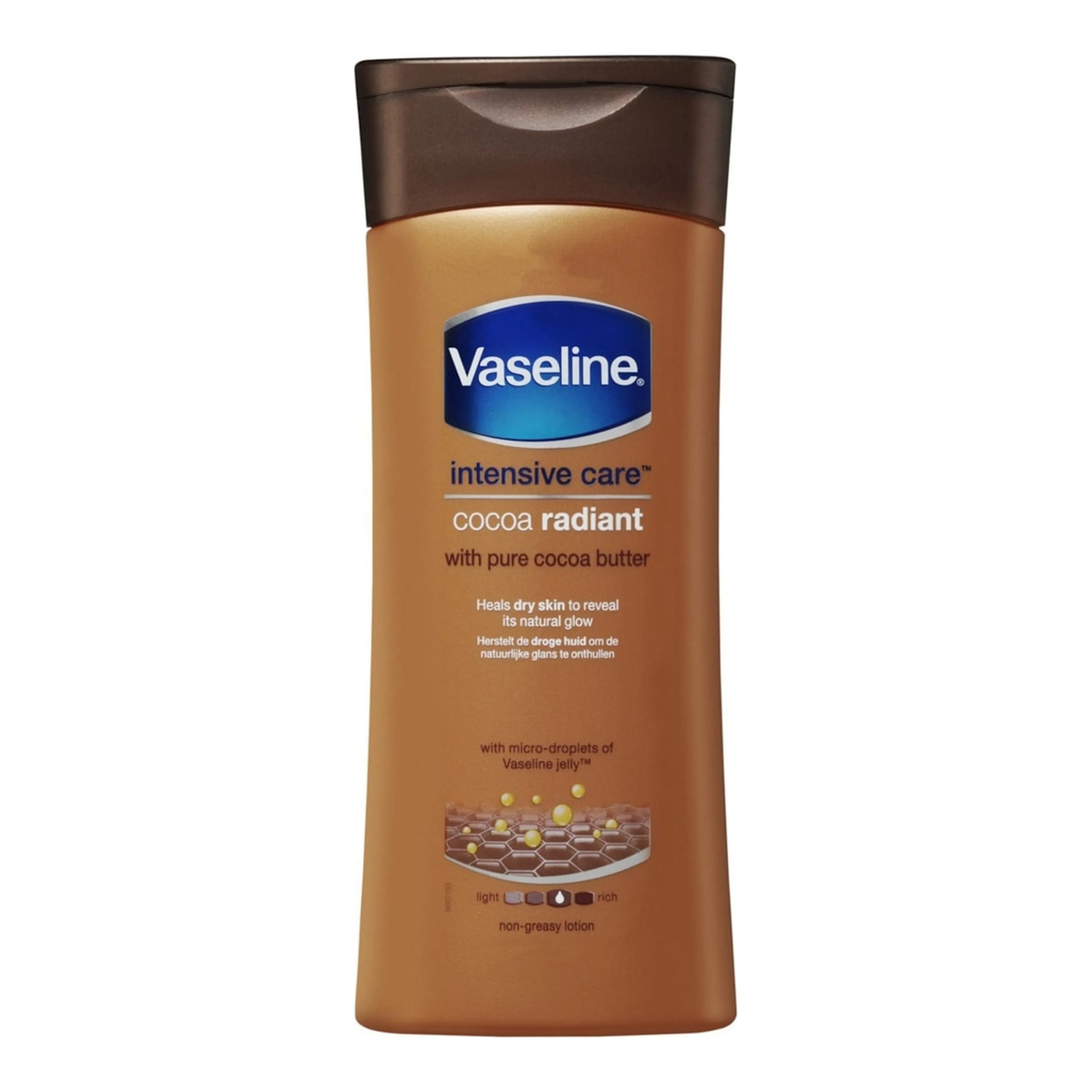 Κρέμα Σώματος Vaseline Intensive Care Cocoa Radiant Ενυδατική Lotion Ανάπλασης με Άρωμα Καραμέλα για Ξηρές/Πολύ Ξηρές Επιδερμίδες