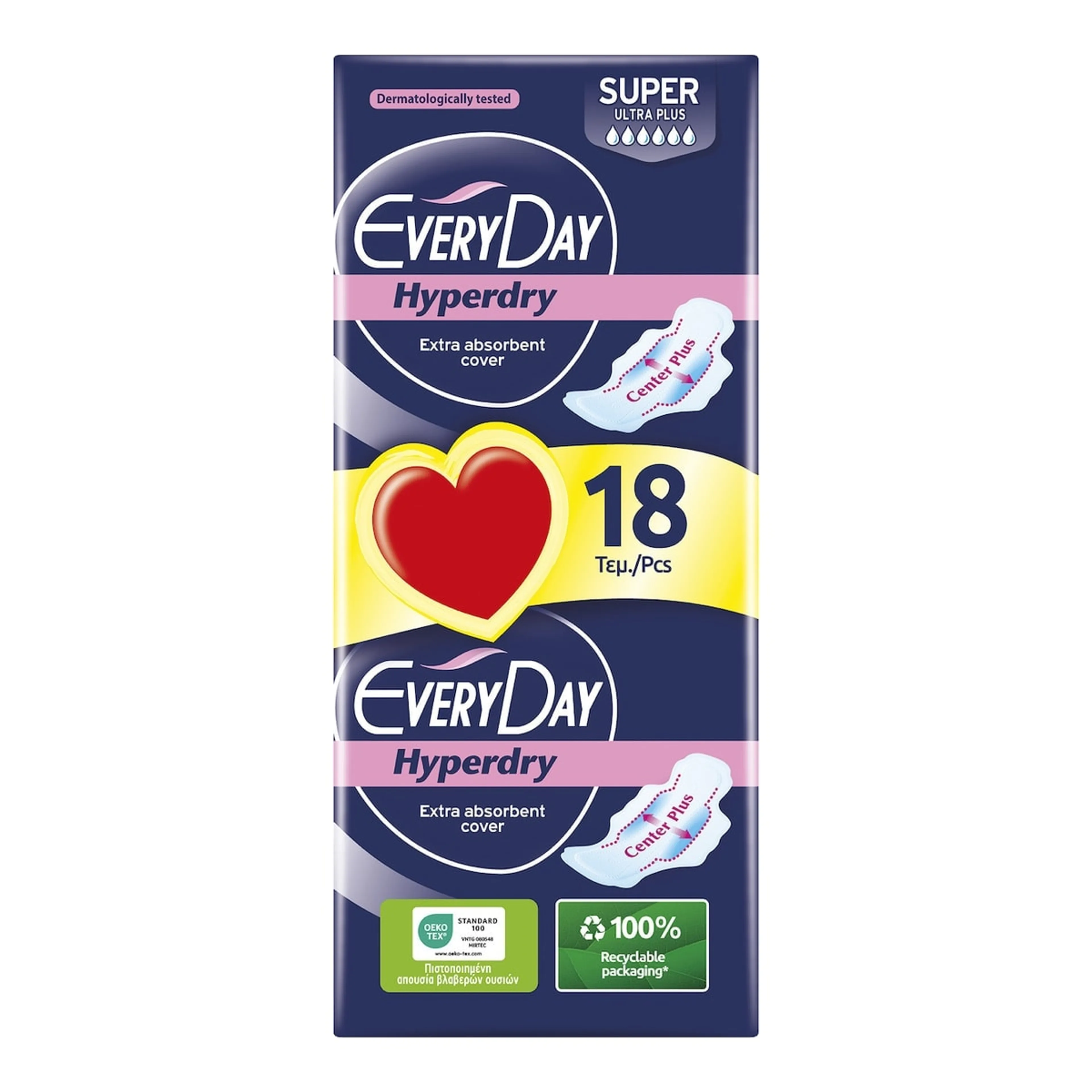 Σερβιέτες Every Day Hyperdry Super Ultra Plus με Φτερά για Αυξημένη Ροή 6 Σταγόνες